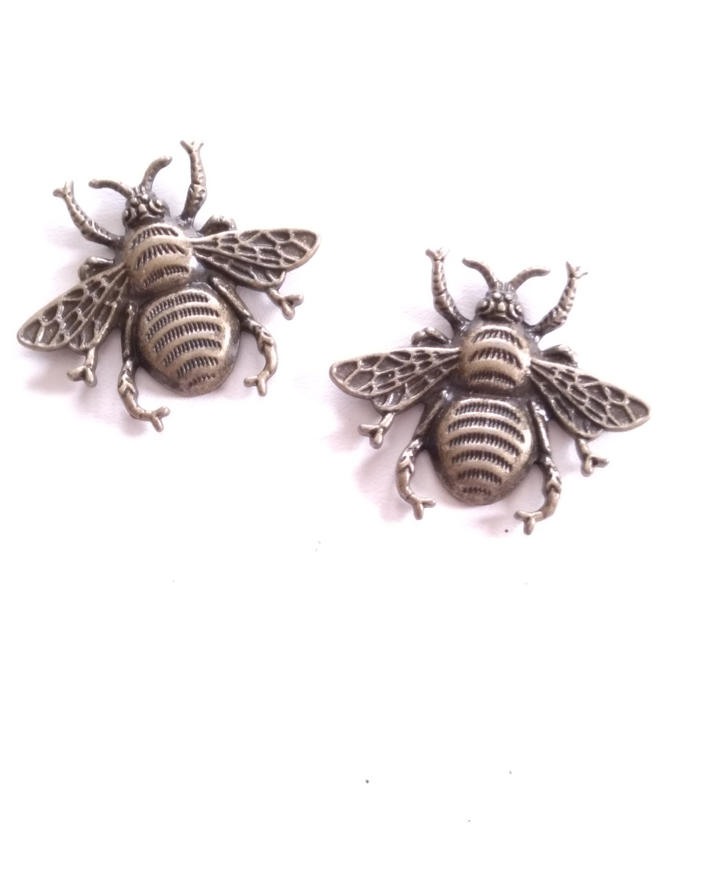 Bee Set of 2 Big Honeybee 1.5 inch Brass Bee Etsy