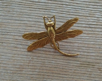 The Antiqued Gold Dragonfly Pin, Large Dragonfly Pin, Flying Dragonfly Pin, Dragonfly Lapel Pin, Dragonfly Tie Tack, Dragonfly Jewelry