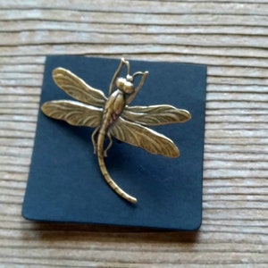 Antiqued Brass Dragonfly Pin: Large Statement Lapel Brooch, Dragonfly Jewelry