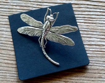 Antiqued Silver Dragonfly Pin, Large Dragonfly Pin, Flying Dragonfly Pin, Dragonfly Lapel Pin, Dragonfly Tie Tack, Dragonfly Jewelry