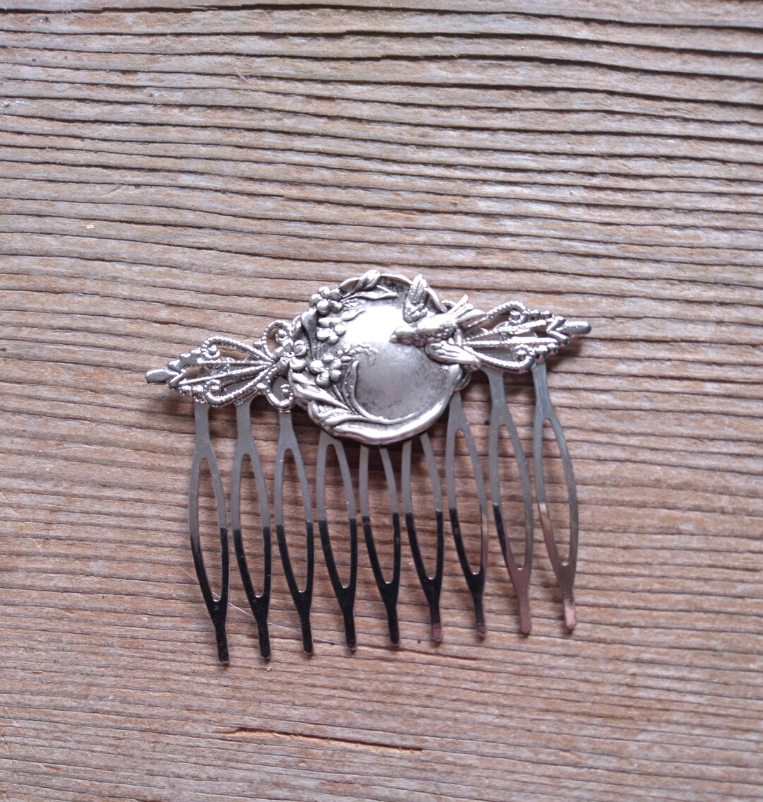 Floral Bird Hair Comb Silver Bird Hair Comb Silver Floral Etsy