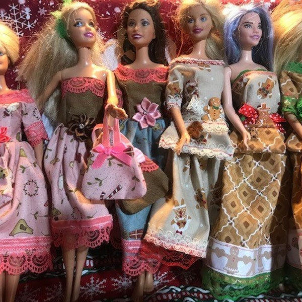 Barbie Dress Handmade CHRISTMAS HOLIDAYS Gingerbread shabby chic