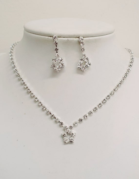 Earring and necklace set silver cheap
