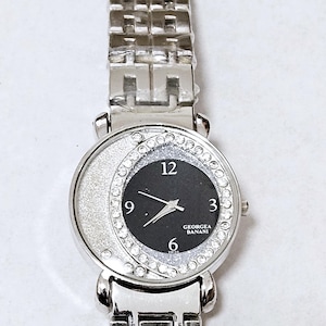 Unisex Luxury Stainless Steel Quartz Watch with Shine Rhinestones