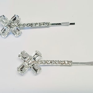 Wedding Party Hair Clips Silver Colour With Shining Rhinestones