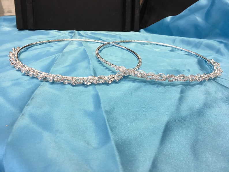 2 Greek Orthodox Wedding Bridal Crowns in Silver Colour with Crystals Rhinestones