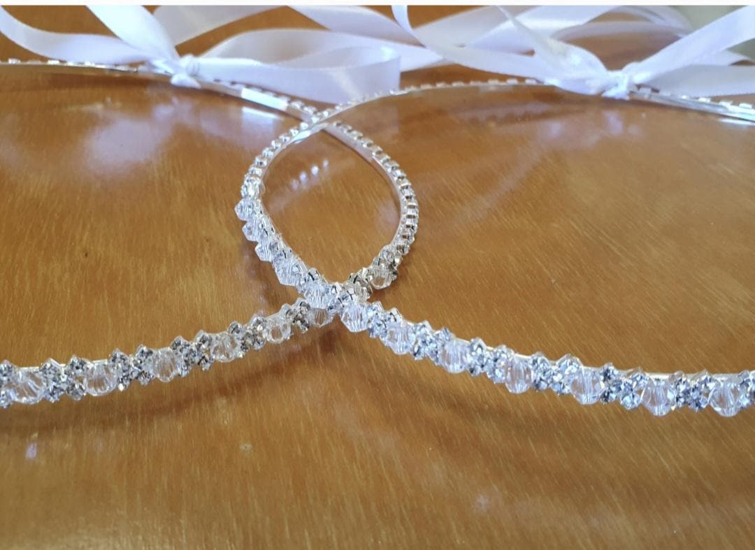 Stefana Greek Wedding Crowns Silver Colour With Crystals and Rhinestones
