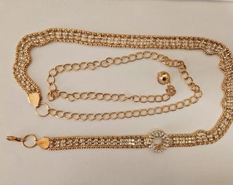 Bridal Party Belt Gold Colour With Shining Rhinestones