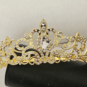 Bridal Wedding Tiara Gold Colour With Shining Rhinestones