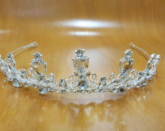 Wedding Party Silver Tiara Shining Diamante Rhinestones