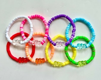 Gummy Bear Clay Beaded Bracelet: Colorful Waterproof Jewelry