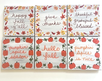 Autumn Mini Acrylic Painting: Fall Shelf Decor (4x4 Inches)