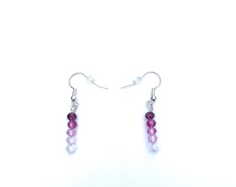 Ombré pink simple beaded earrings