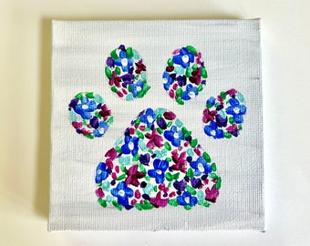 Mini original dog paw ditsy floral painting in your choice of colors