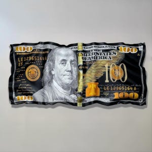 Money Art 3D Dollar Bill Sculpture - Black & Gold