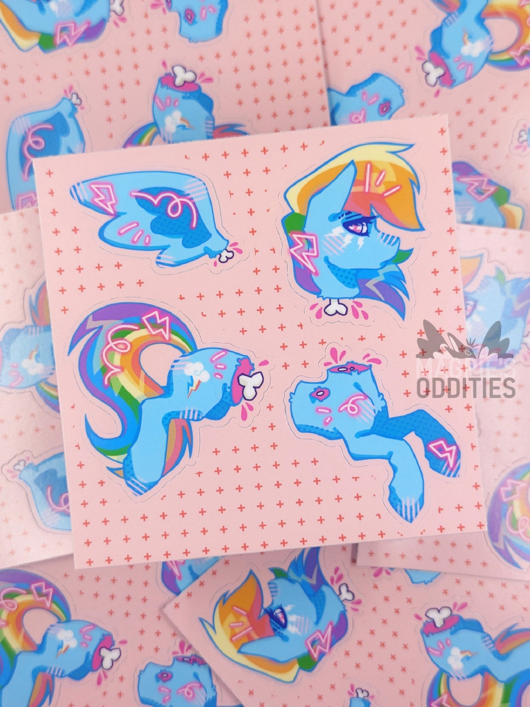 Ponypieces, Rainbow Dash Sticker Sheet, My Little Pony Cute and Creepy