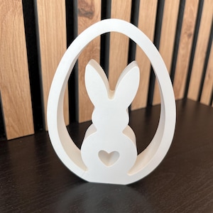 Handmade plaster Easter bunny in egg shape, minimalist Easter decoration, Scandi spring decoration, Easter gift, Easter gift, Easter decoration