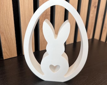 Handmade plaster Easter bunny in egg shape, minimalist Easter decoration, Scandi spring decoration, Easter gift, Easter gift, Easter decoration
