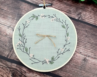 Embroidery frame picture spring wreath small