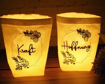 Light bag encouragement, light bag, encouragement, gift, for LED candles, table decoration, decorative light, decorative encouragement, hope, courage, strength,