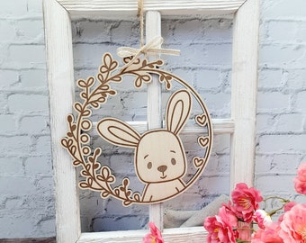 Window decoration wreath spring bunny