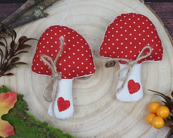 Autumn decorative mushroom fabric pendant red dotted