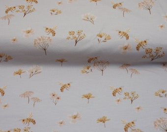 Cotton jersey bees beige 0.50 m