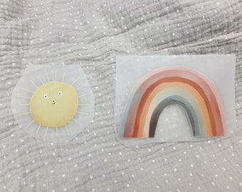 Iron-on patches set of 2 rainbow and sun by caia.design.graphics