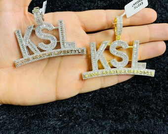 14k Gold Finish KSL Kings Status Lifestyle Hip Hop Simulated Diamond Pendant Charm w/ Rope Chain