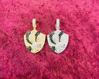 14k Gold Finish Eagle Bird Hip Hop Simulated Diamond Pendant w/ Chain