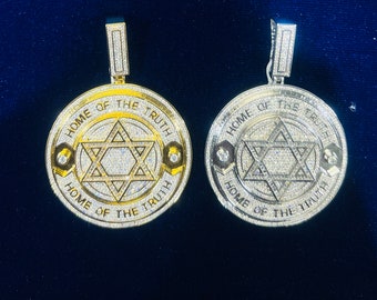 14k Gold Finish Home of Truth Hip Hop Simulated Diamond Pendant w/ Rope Chain