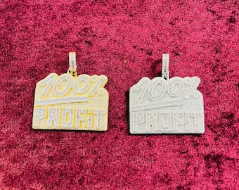 14KT Gold Finish 100% Profit Hip Hop Simulated Diamond Pendant w/ Chain