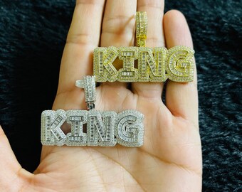 925 Sterling Silver KING Hip Hop Simulated Diamond Pendant w/ Chain