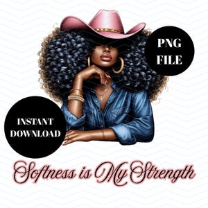 Afrikanisch amerikanische Frau Clipart für POD png für Sublimation Schwarzes Mädchen Kunst für T-Shirt digitale Datei für Becher schwarzes Cowgirl Druck auf Anfrage Kunst