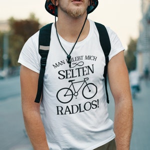 T-shirt Raramente mi vedi andare in bicicletta senza bici, unisex da uomo