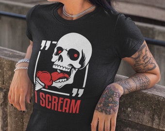 Women's T-Shirt I SCREAM Ice Cream Skull Halloween