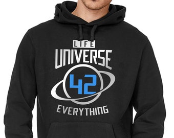 42 Answer Life Universe Everything Hitchhiker Galaxy Saying Swearing Geek Nerd Comedy Funny Fun Hoodie Sweatshirt Sweater Hooded Sweater