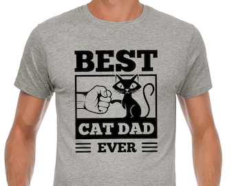 BEST CAT DAD Ever Fistbump Fist Bump Witzig Kitty Katze Spruch Spaß Lustig Comedy Humor Comic Cartoon Geschenkidee Geburtstag Fun T-Shirt