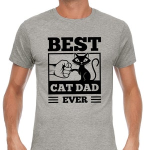 BEST CAT DAD Ever Fistbump Fist Bump Funny Kitty Cat Saying Fun Funny Comedy Humor Comic Cartoon Gift Idea Birthday Fun T-Shirt image 1