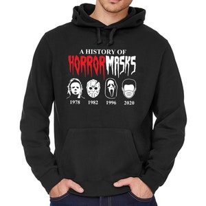 A History of Horror Masks Horror Mask Michael Myers Jason Scream Halloween Purge Corona Funny Fun Hoodie Sweatshirt Sweater Hoodie image 3