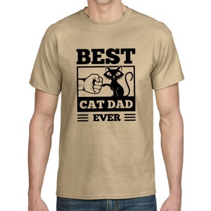 BEST CAT DAD Ever Fistbump Fist Bump Funny Kitty Cat Saying Fun Funny Comedy Humor Comic Cartoon Gift Idea Birthday Fun T-Shirt image 4
