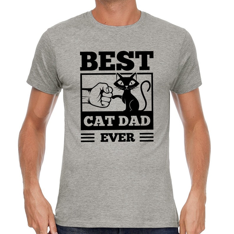 BEST CAT DAD Ever Fistbump Fist Bump Funny Kitty Cat Saying Fun Funny Comedy Humor Comic Cartoon Gift Idea Birthday Fun T-Shirt image 1