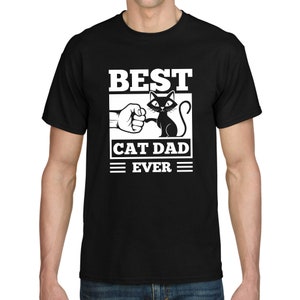 BEST CAT DAD Ever Fistbump Fist Bump Funny Kitty Cat Saying Fun Funny Comedy Humor Comic Cartoon Gift Idea Birthday Fun T-Shirt image 3