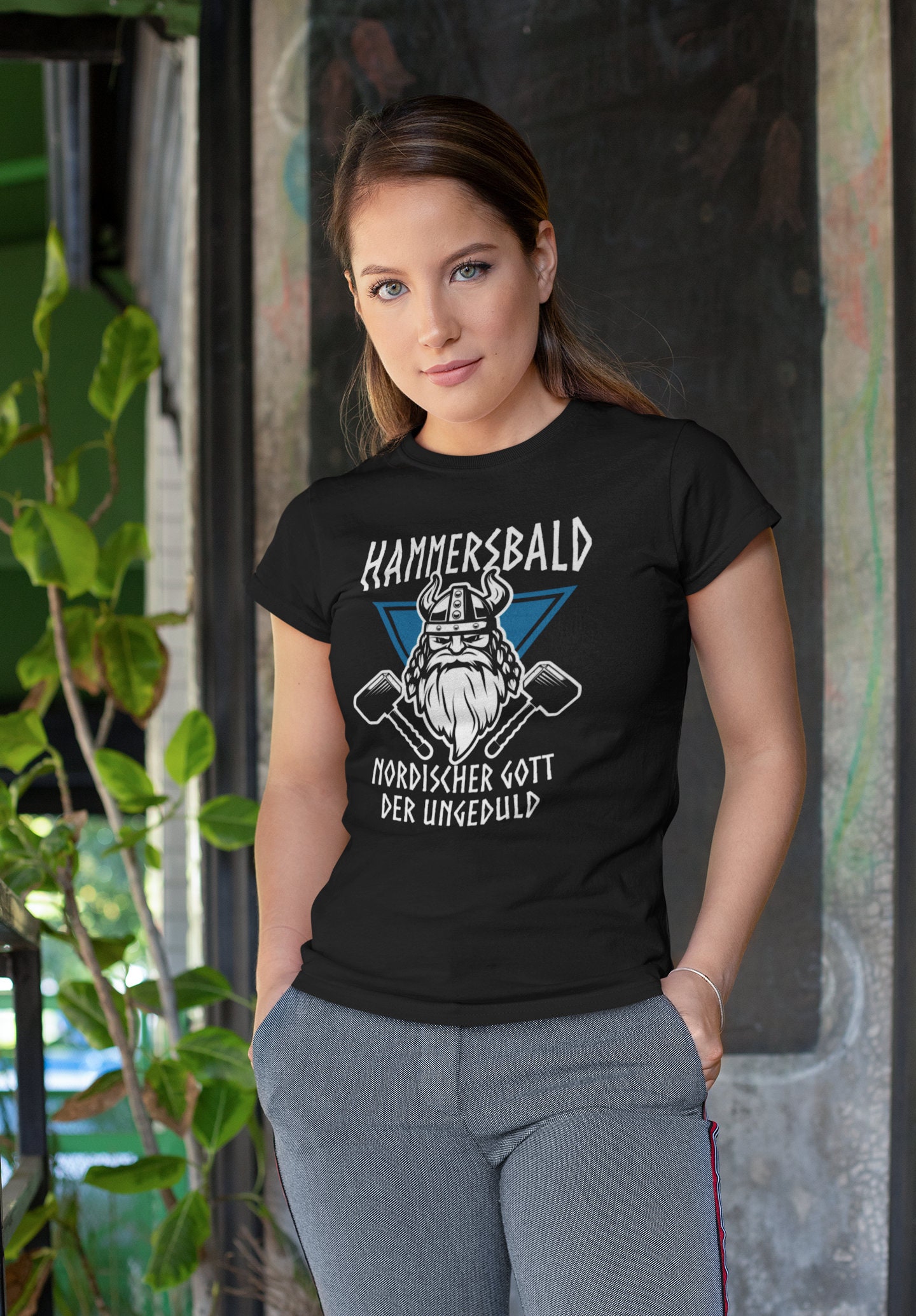 T-shirt Hammersbald Dio Nordico Dell'impazienza Divertente Vichinga Uomo - Foto 4