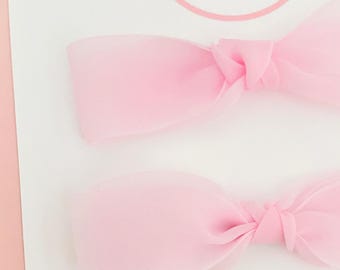 Pink Meshed Ribbon Hair Bow: Pigtail Set, Toddler Girl Accessory