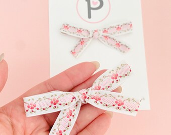Floral Ribbon Bows: Baby Girl Pigtail Set