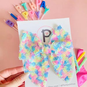 Birthday Girl Sequin Bow: Tulle Party Hair Bow