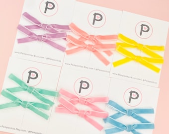 Velvet Pigtail Bow Set: Mini Hair Bows for Toddler Girls