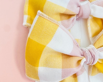 Autumn Plaid Hair Bow: Retro Style Cotton Gingham Bow