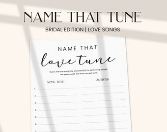 Juego de despedida de soltera "Adivina la melodía": Edición Canción de amor (A4 y Carta EE. UU.) (Descarga digital)